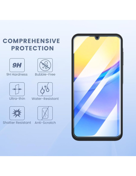 Samsung A25 5G härdat glas visat framifrån med tydlig 9H hårdhet och transparent design