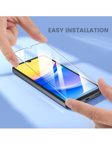 Installation av Samsung A25 5G härdat glas med fokus på skärmskyddets passform och design