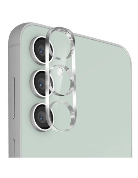 Detaljvy av linsskydd i härdat glas på Samsung A25 5G kamera