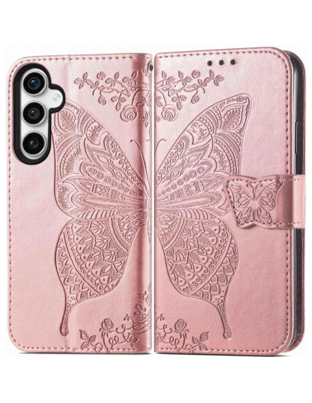 Samsung A15 5G Plånboksfodral PU-Läder 4-FACK Motiv Fjäril