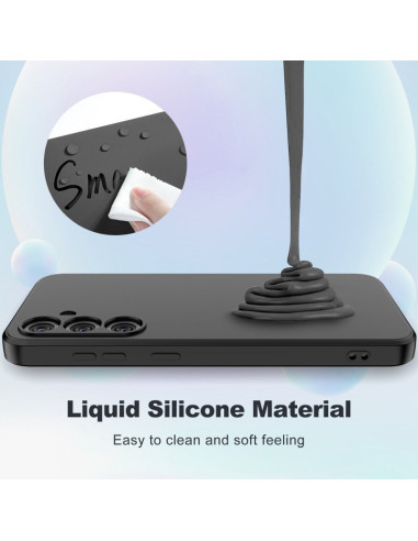 Samsung A35 5G Gummibelagd Mattsvart Silikon Skal Kameraskydd Liquid - Svart