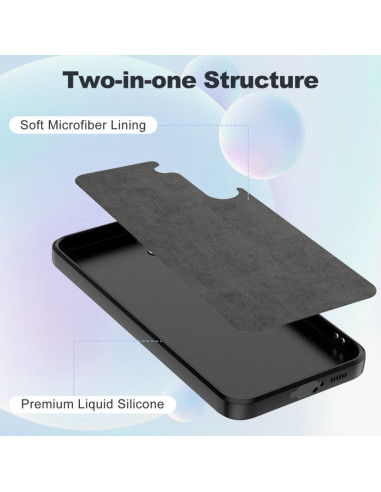 Samsung A35 5G Gummibelagd Mattsvart Silikon Skal Kameraskydd Liquid - Svart