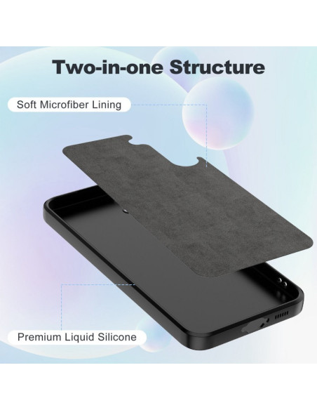 Samsung A35 5G Gummibelagd Mattsvart Silikon Skal Kameraskydd Liquid - Svart