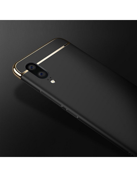 Svart skal för Huawei P20 Lite med guldiga detaljer, sedd bakifrån