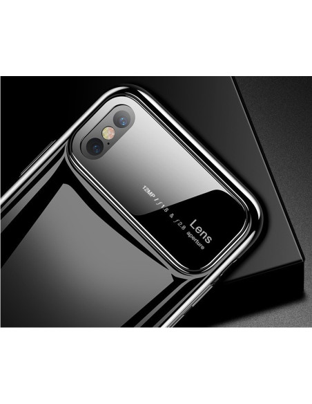 iPhone X Ultratunnt Stötdämpande Skal Blanc med fokus på kamerautskärning och detaljer
