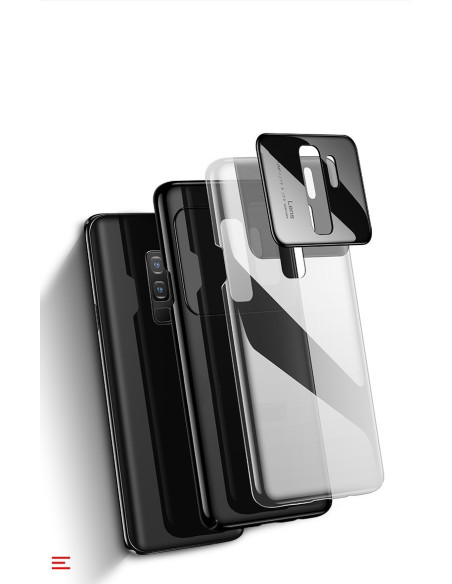 Samsung S9 Ultratunnt Stötdämpande Skal i vitt, sett framifrån med flera skal i olika färger