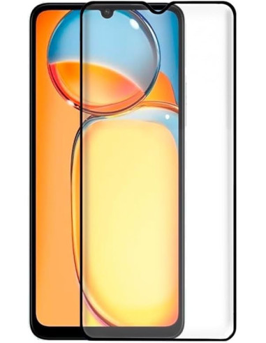 Transparent härdat glas för Xiaomi Redmi 13C 4G, visat från sidan med skärmskyddets konturer