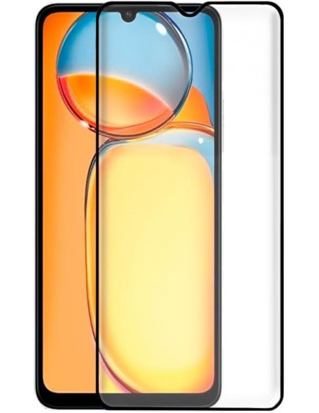 Transparent härdat glas för Xiaomi Redmi 13C 4G, visat från sidan med skärmskyddets konturer