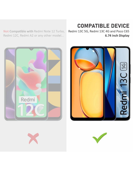 Xiaomi Redmi 13C 4G härdat glas, visat framifrån med tydlig skärmskyddseffekt och transparent design