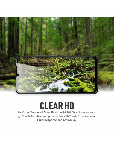 Xiaomi Redmi 13C 4G härdat glas, visat med skärmen tänd och naturmotiv i bakgrunden