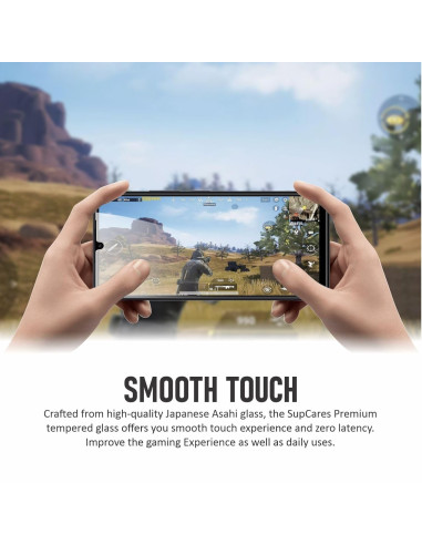 Xiaomi Redmi 13C 4G härdat glas, närbild på skärmen med spelaktivitet och natur i bakgrunden