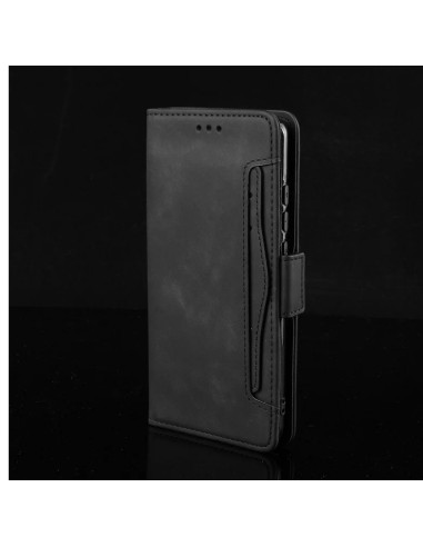 Svart plånboksfodral i PU-läder för Xiaomi Redmi 13C, stängt med synlig knappstängning
