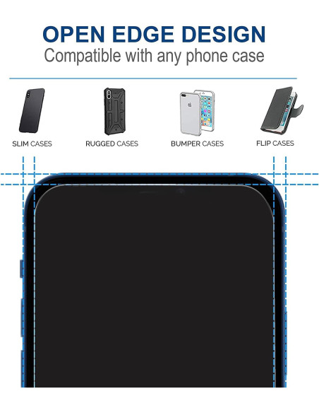 Öppen kantdesign av härdat glas för Xiaomi Redmi Note 13 / 13 Pro, visar passform med fodral