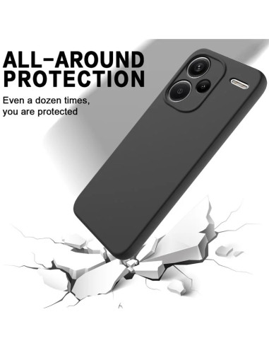 Xiaomi Redmi Note 13 Pro+ 5G Gummibelagd Mattsvart Silikon Skal Kameraskydd Liquid - Svart
