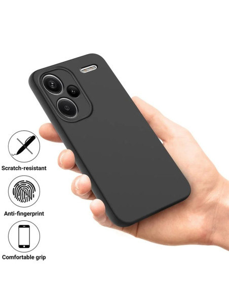 Xiaomi Redmi Note 13 Pro+ 5G Gummibelagd Mattsvart Silikon Skal Kameraskydd Liquid - Svart