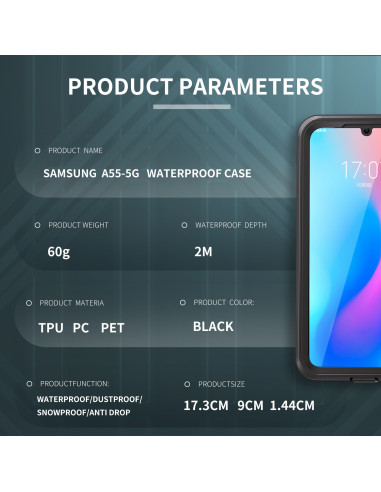 Samsung A55 5G Heltäckande Vattentät Premium Skal - 2m