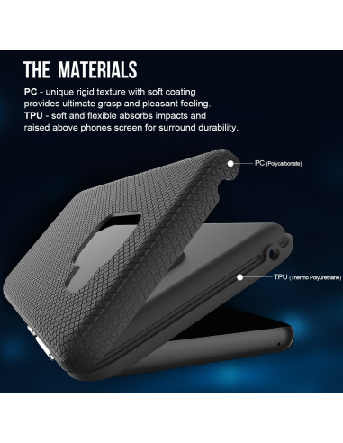 Detaljvy av stöttåligt mesh-skal för Samsung S9 Plus med texturerad yta