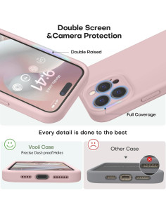 iPhone 12 Pro Gummibelagt Skal med Kameraskydd Liquid V2 - Rosa