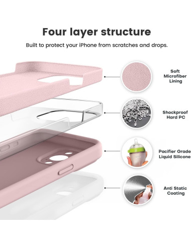 iPhone 13 Pro Max Gummibelagt Skal med Kameraskydd Liquid V2 - Rosa