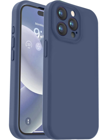 iPhone 14 Pro Gummibelagt Skal med Kameraskydd Liquid V2 - Marinblå